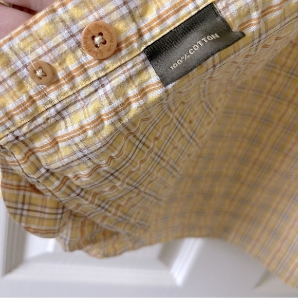 J.L. Powell Plaid Button Down Shirt Men’s XL Long Sleeve Cotton In Yellow - Picture 8 of 10